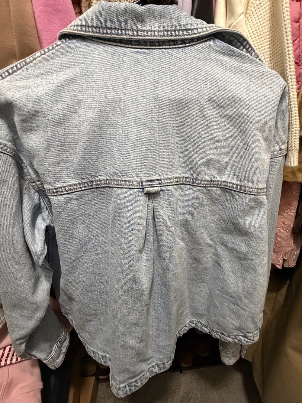 Zara Light Blue Denim Jacket - Women's Oversized Jean Jacket